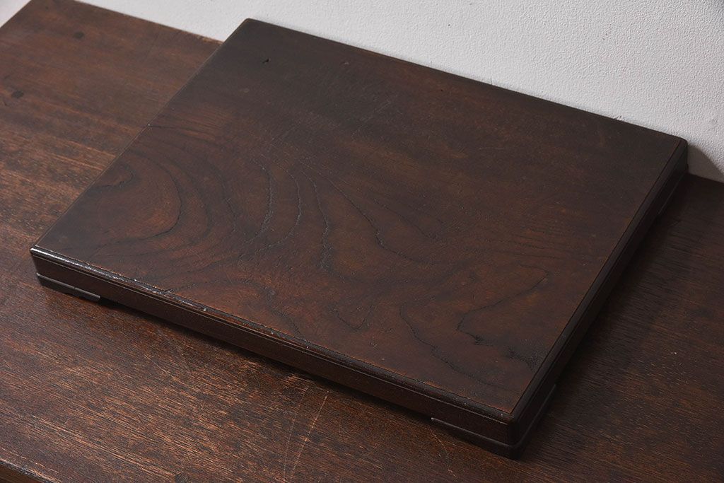 アンティーク雑貨　明治大正期　総ケヤキ材　力強い木目が印象的な花台