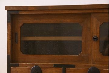 アンティーク家具　和製アンティーク　3杯引き出し付き!鉄脚箪笥ローボード(ローチェスト)