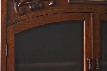 大正ロマン　彫刻が美しい豪華な面持ちの収納棚(戸棚、ライティングキャビネット)