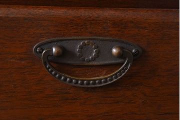 大正ロマン　彫刻が美しい豪華な面持ちの収納棚(戸棚、ライティングキャビネット)