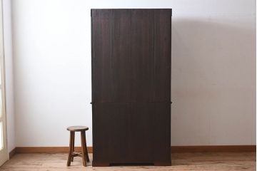 大正ロマン　彫刻が美しい豪華な面持ちの収納棚(戸棚、ライティングキャビネット)