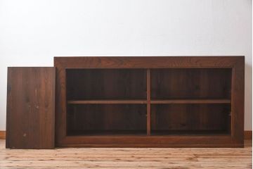 明治大正期　前面ケヤキ材　太い框が印象的な上手物のサイドボード(サイドキャビネット)