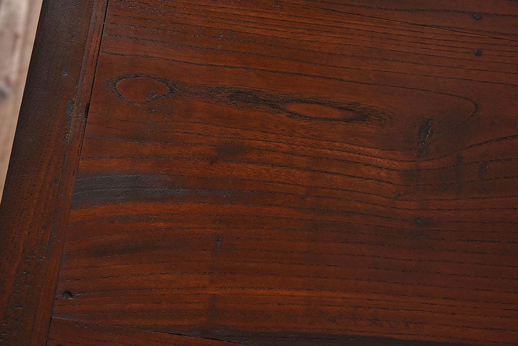 明治大正期　前面ケヤキ材　太い框が印象的な上手物のサイドボード(サイドキャビネット)