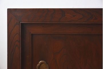 明治大正期　前面ケヤキ材　太い框が印象的な上手物のサイドボード(サイドキャビネット)