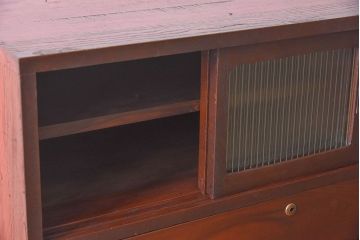 レトロ家具　昭和レトロ　前面栗材製　モールガラス入り!衣装箪笥(引き出し、チェスト)