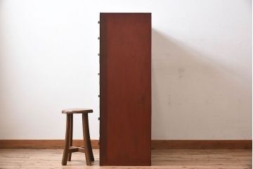 レトロ家具　昭和レトロ　前面栗材製　モールガラス入り!衣装箪笥(引き出し、チェスト)