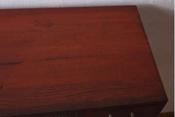 レトロ家具　昭和レトロ　前面栗材製　モールガラス入り!衣装箪笥(引き出し、チェスト)