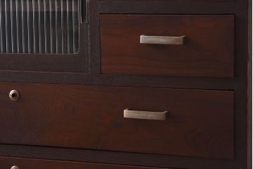 レトロ家具　昭和レトロ　前面栗材製　モールガラス入り!衣装箪笥(引き出し、チェスト)