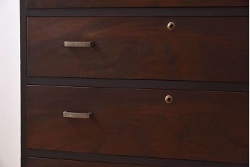 レトロ家具　昭和レトロ　前面栗材製　モールガラス入り!衣装箪笥(引き出し、チェスト)