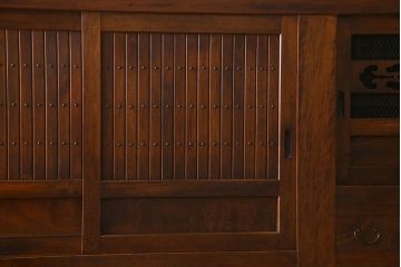 アンティーク家具　古民具・骨董　欅・檜材　昇り引き出し付き!六尺水屋箪笥(食器棚、収納棚)