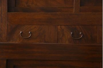 アンティーク家具　古民具・骨董　欅・檜材　昇り引き出し付き!六尺水屋箪笥(食器棚、収納棚)