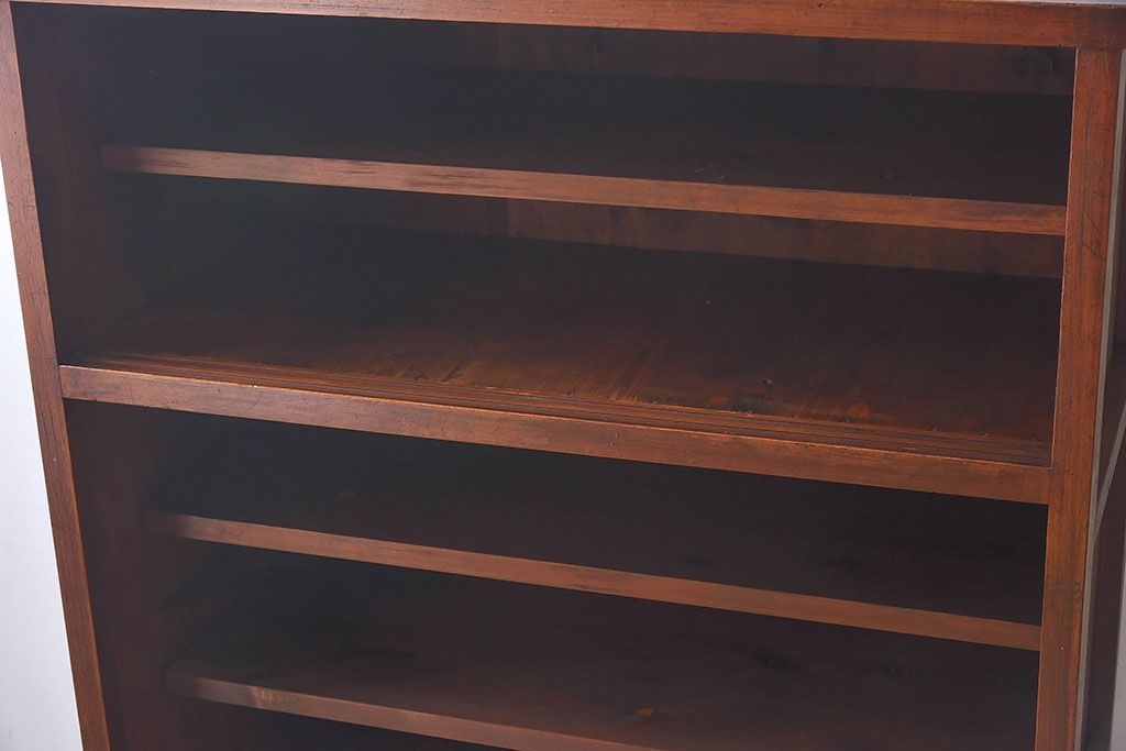 アンティーク家具　和製アンティーク　ダイヤガラス入り!古い木の質感が味わい深い収納棚(食器棚、戸棚)