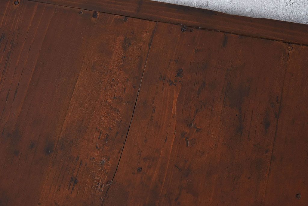 アンティーク家具　和製アンティーク　ダイヤガラス入り!古い木の質感が味わい深い収納棚(食器棚、戸棚)