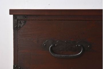 アンティーク家具　和製アンティーク　ヒノキ材天板でリメイクした時代箪笥ローボード(サイドボード)