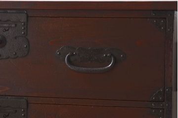 アンティーク家具　和製アンティーク　ヒノキ材天板でリメイクした時代箪笥ローボード(サイドボード)