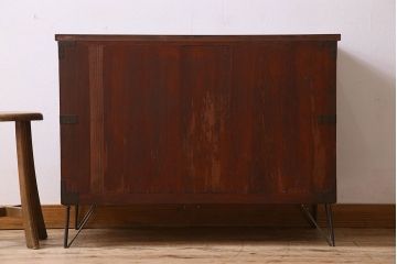 アンティーク家具　明治期!迫力のある鉄脚付き時代箪笥ローボード