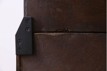 アンティーク雑貨　英国アンティーク　オーク材製　ステンドグラス扉のビューローブックケース(キャビネット)