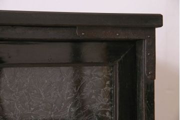 アンティーク家具　古民具・骨董　明治期　六尺　台輪付き!結霜ガラス引き戸の大川箪笥サイドボード(水屋箪笥)(2)