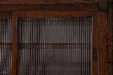 アンティーク家具　珍しい両面使い仕様!モールガラス引き戸のアンティーク作業台