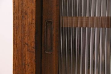 アンティーク家具　珍しい両面使い仕様!モールガラス引き戸のアンティーク作業台