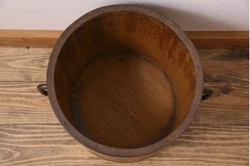 アンティーク雑貨　古民具・骨董　古い木の質感が味わい深い一斗マス・斗棒(植木鉢)