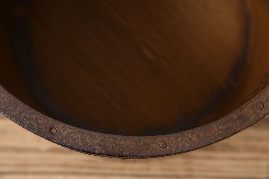 アンティーク雑貨　古民具・骨董　古い木の質感が味わい深い一斗マス・斗棒(植木鉢)