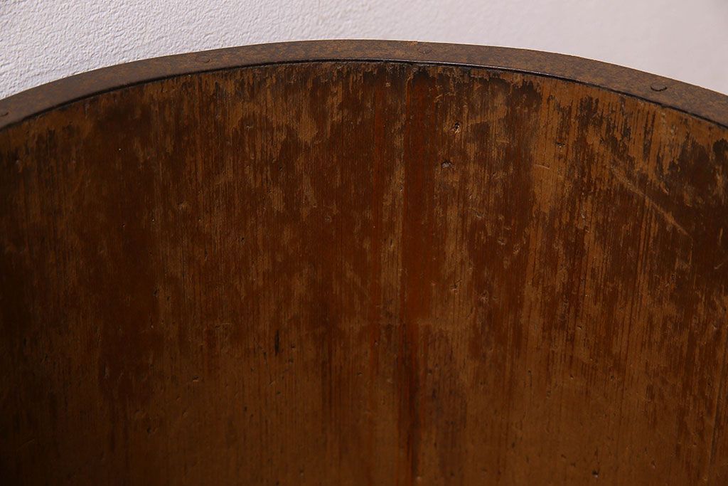 アンティーク雑貨　古民具・骨董　古い木の質感が味わい深い一斗マス・斗棒(植木鉢)