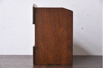 アンティーク雑貨　昭和レトロ　引き出し付き!古い木の小さな本立て(卓上収納)