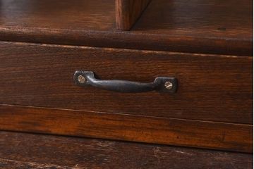 アンティーク雑貨　昭和レトロ　引き出し付き!古い木の小さな本立て(卓上収納)