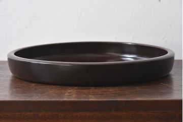 アンティーク雑貨　古民具・骨董　高級品　紫檀材　上品な漆塗りが素敵なくりぬき盆(トレー)
