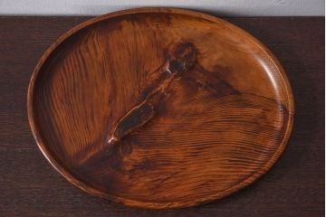 アンティーク雑貨　古民具・骨董　漆塗り　カラマツ材　節が味わい深い盆(トレー)