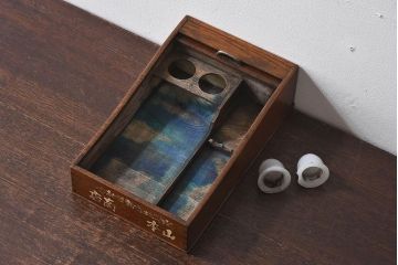 アンティーク雑貨　和製アンティーク　シャッター扉付きペン入れ(小物入れ、道具箱)