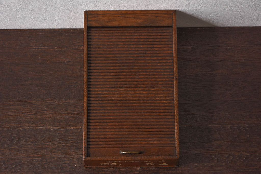 アンティーク雑貨　和製アンティーク　シャッター扉付きペン入れ(小物入れ、道具箱)