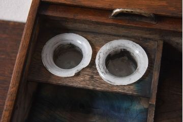 アンティーク雑貨　和製アンティーク　シャッター扉付きペン入れ(小物入れ、道具箱)