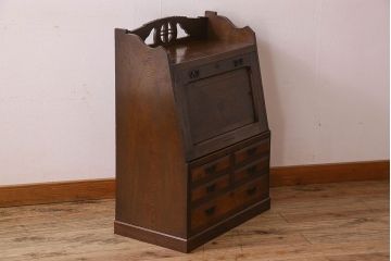 アンティーク家具　大正ロマン　機能性とデザイン性を両立したライティングビューロー(机、在宅ワーク、在宅用デスク)