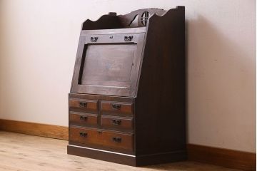 アンティーク家具　大正ロマン　機能性とデザイン性を両立したライティングビューロー(机、在宅ワーク、在宅用デスク)