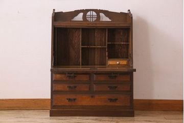 アンティーク家具 大正ロマン 機能性とデザイン性を両立したライティングビューロー(机、在宅ワーク、在宅用デスク)