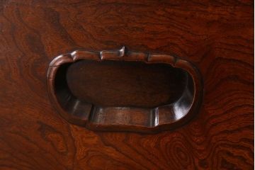 アンティーク雑貨　古民具・骨董　猫板付き　ケヤキの杢目が魅力的な長火鉢