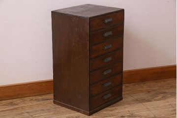 アンティーク家具　和製アンティーク　前面ケヤキ材　7段の小引き出し(小物入れ、裁縫箱)