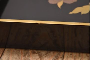 アンティーク雑貨　古民具・骨董　高級品!牡丹の蒔絵が漆塗りに良く映える盆(トレー)2枚セット