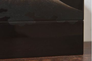 アンティーク雑貨　古民具・骨董　外箱付き　富士の蒔絵が描かれた漆重箱(野弁当箱)