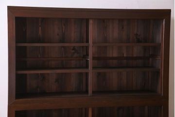 アンティーク家具　和製アンティーク　六尺　二段重ね関西収納棚(戸棚、水屋箪笥、ガラスケース)