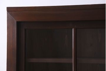 アンティーク家具　和製アンティーク　六尺　二段重ね関西収納棚(戸棚、水屋箪笥、ガラスケース)