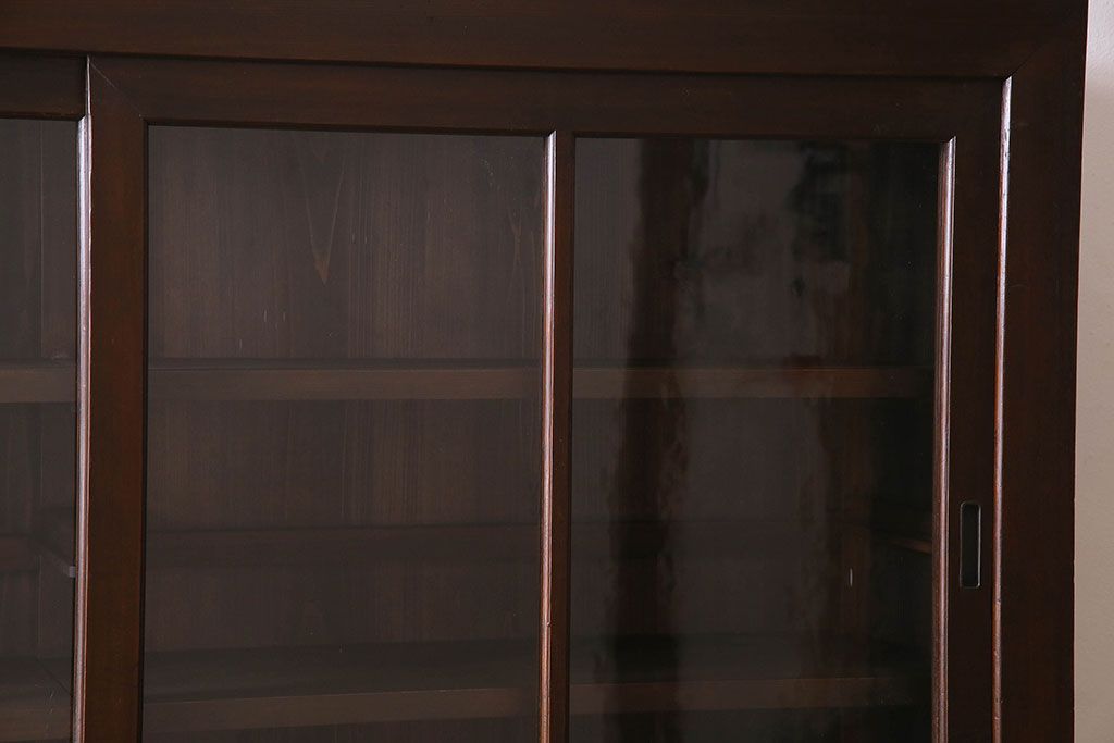 アンティーク家具　和製アンティーク　六尺　二段重ね関西収納棚(戸棚、水屋箪笥、ガラスケース)