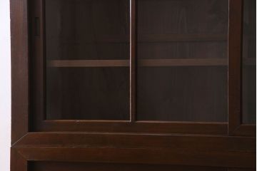 アンティーク家具　和製アンティーク　六尺　二段重ね関西収納棚(戸棚、水屋箪笥、ガラスケース)