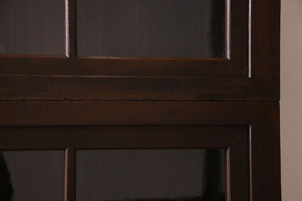 アンティーク家具　和製アンティーク　六尺　二段重ね関西収納棚(戸棚、水屋箪笥、ガラスケース)
