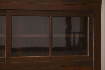 アンティーク家具　和製アンティーク　六尺　二段重ね関西収納棚(戸棚、水屋箪笥、ガラスケース)