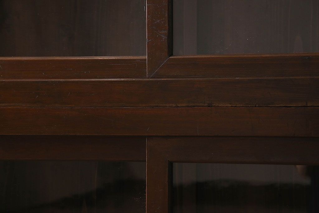 アンティーク家具　和製アンティーク　六尺　二段重ね関西収納棚(戸棚、水屋箪笥、ガラスケース)