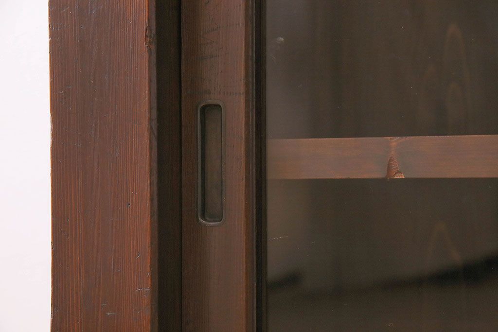 アンティーク家具　和製アンティーク　六尺　二段重ね関西収納棚(戸棚、水屋箪笥、ガラスケース)