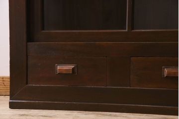 アンティーク家具　和製アンティーク　六尺　二段重ね関西収納棚(戸棚、水屋箪笥、ガラスケース)